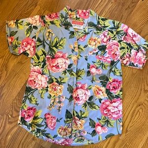 Floral peony button down short sleeve Sandra Ingrish
